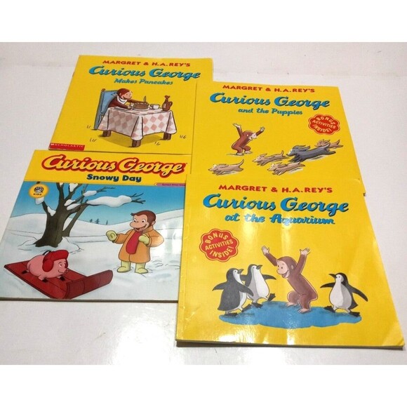 Set of 4 Curious George Paperback Books *Some with Bonuses Activities* - Picture 1 of 4